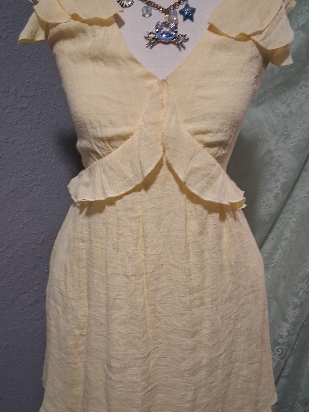 MI AMI- Yellow Ruffle V-Neck Summer Dress